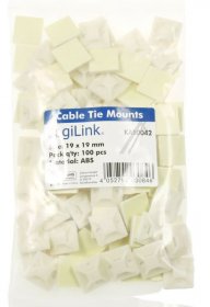 Logilink Cable Ties Accessories - Cable Tie Mounts, 100 Pcs, 19x19mm