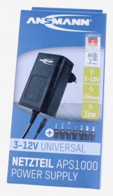 Ansmann Switch Power Supply - Aps 1000 1201-0023 Aps 1000 Power Supply Universal 3-12v Dc Incl 7 Misc Connector Types