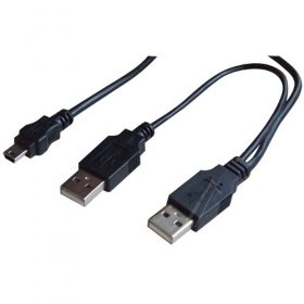 Com 2x Type A Plug/mini Usb Plug - Usb-y Lead - 2xusb-a-plug - Mini-usb-plug (5p) 0,6m