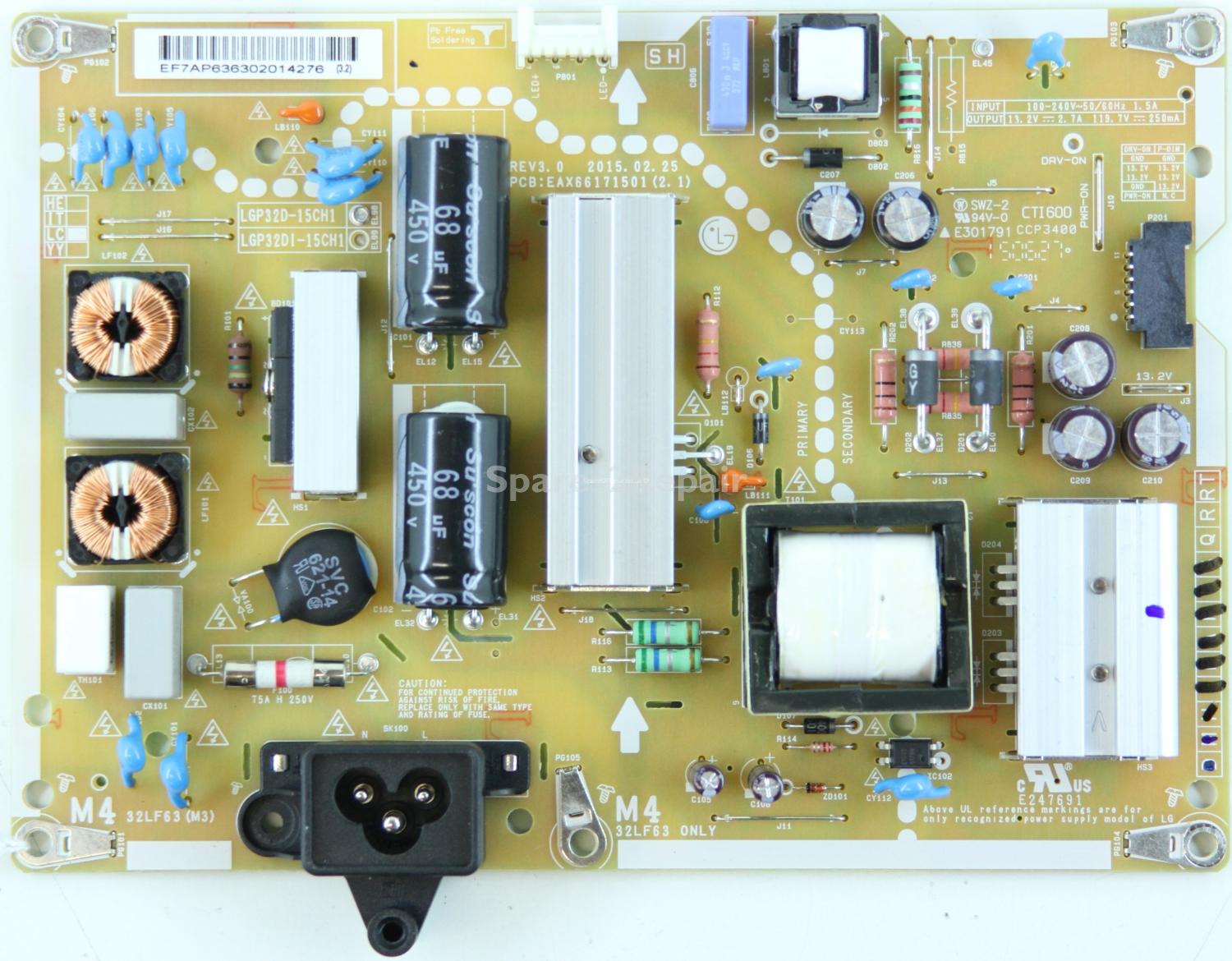 LG 32LF650V - Power Supply - EAY63630201 - EAX66171501(2.1) - REV3.0 - LGP32D-15CH1