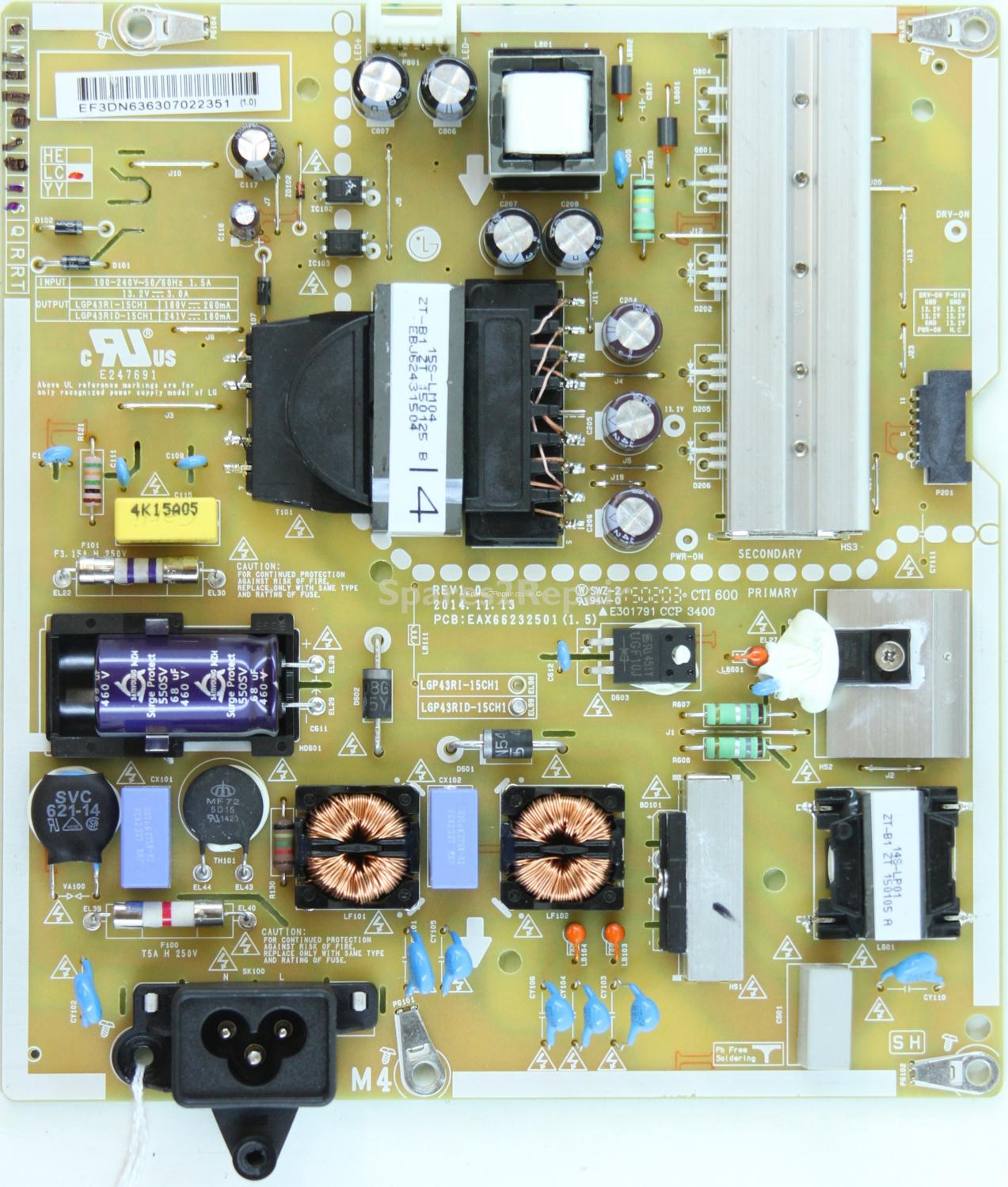 LG 43LF630V - PSU - EAY63630702 - REV1.0 - EAX66232501(1.5) - LGP43RID-15CH1