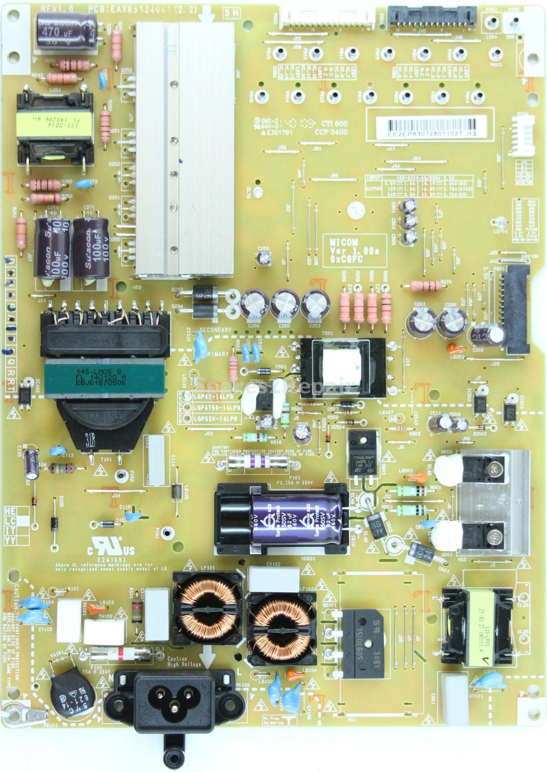 LG 42LB730V - Power Supply - EAY63072801 - REV1.0 - EAX65424001(2.2) - LGP42-14LPB LC