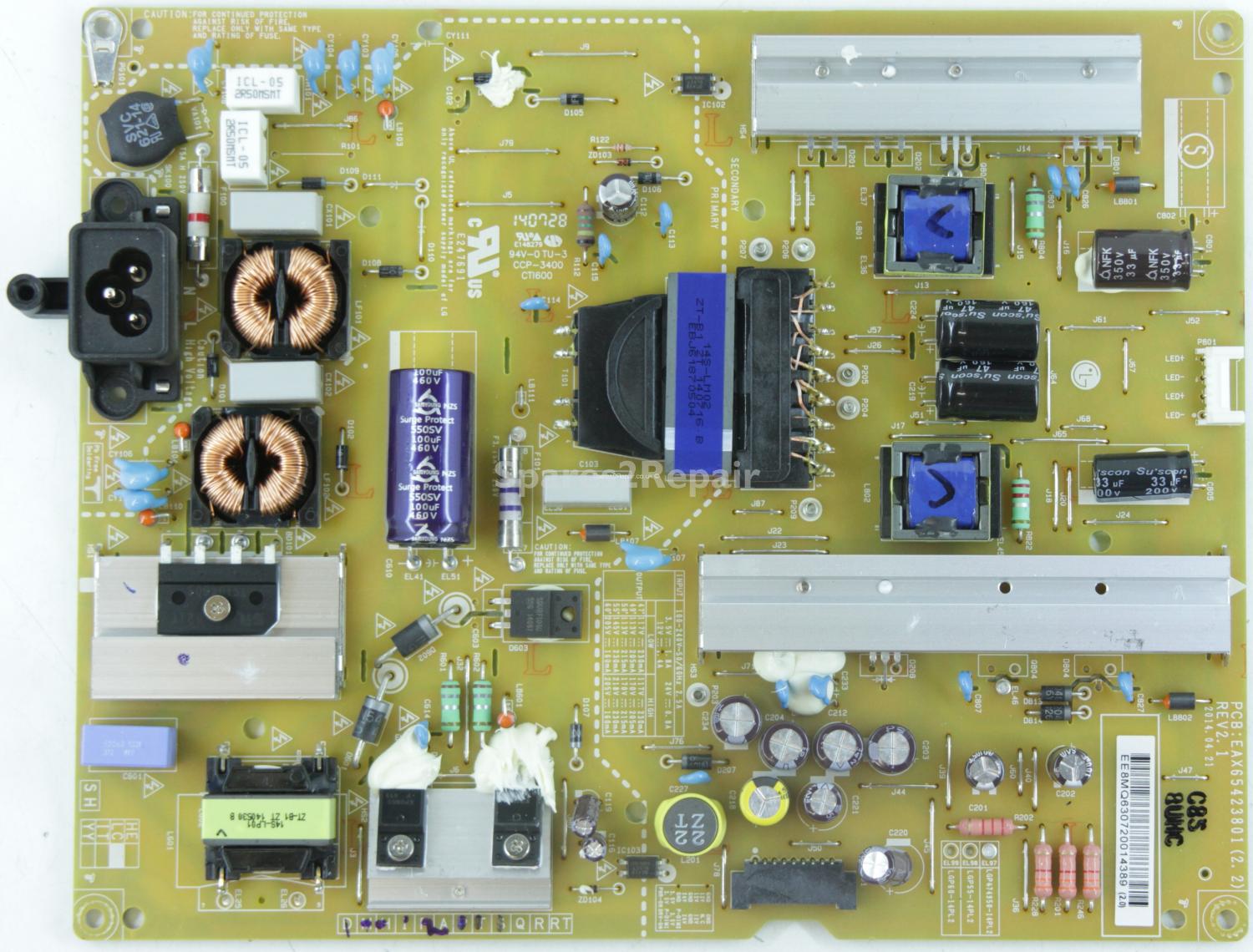 LG 47LB580V - Power Supply - EAY63072001 - EAX65423801 (2.2) - REV2.1 - LGP474950-14PL2 - LC