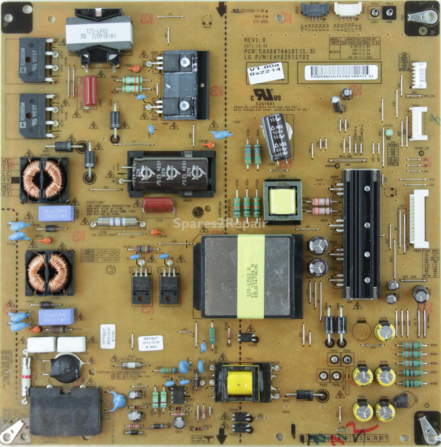 LG 42LM760T - Power Supply - EAY62512702 - EAX64744101 (1.3) - REV1.0 - LGP4247H-12LPB-3P - YY