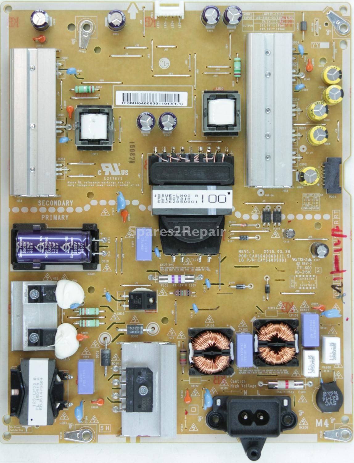 LG 55UF680V - Power Supply - EAY66490601 - EAX66490601 (1.5) - REV1.1 - LGP55E-15UL2