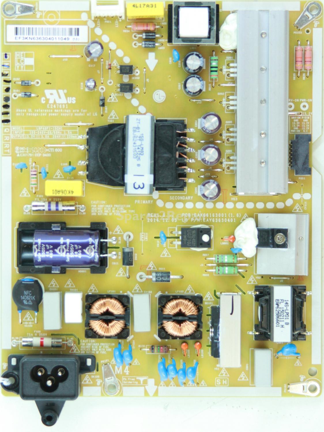 LG 40LX761H - PSU - EAY63630401 REV1.0 - EAX66163001(1.6) - LGP40F1-15CH1