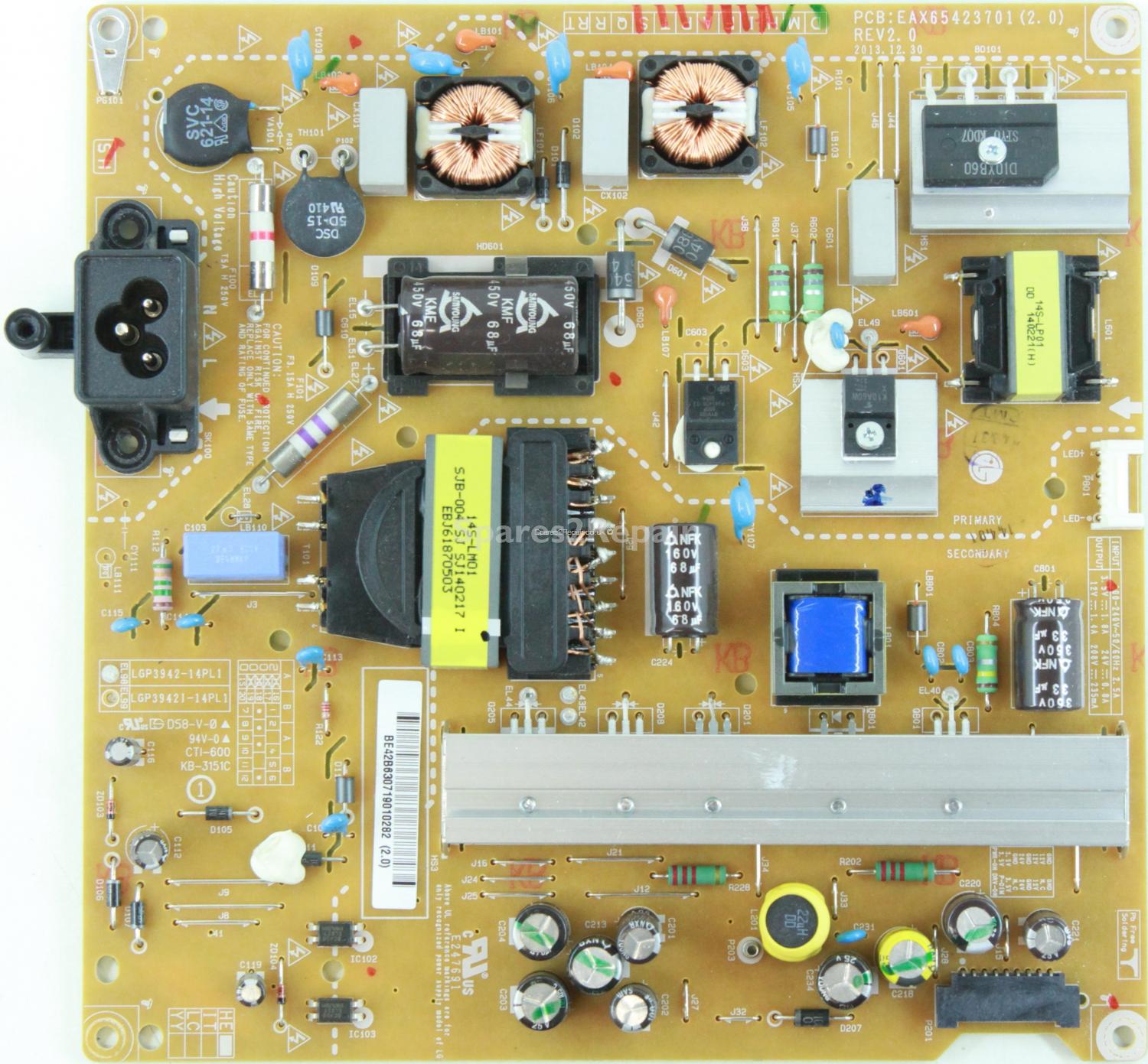 LG 39LY540H - Power Supply - EAY63071901 - EAX65423701 (2.0) - REV2.0 - LGP3942-14PL1 - HE