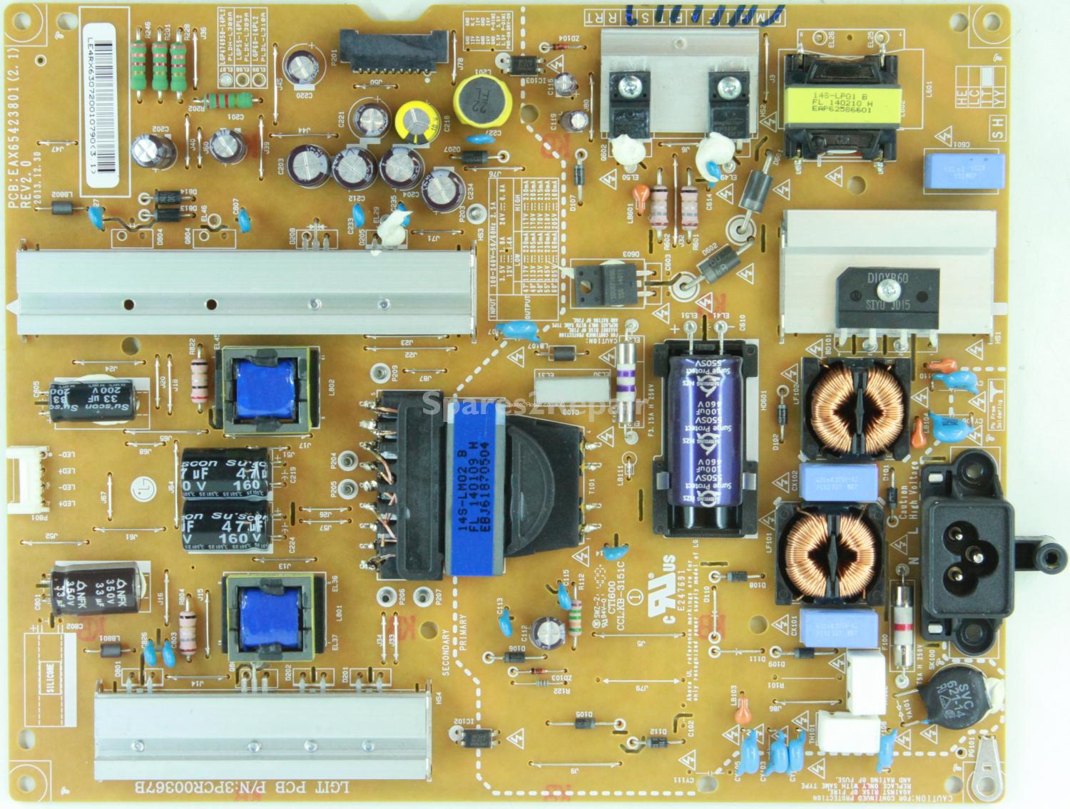 LG 47LB580V-ZM - Power Supply - EAY63072001 - EAX65423801 (2.1) - REV2.0 - 3PCR00367B - LGP474950-14PL2 - PLDH-L308A