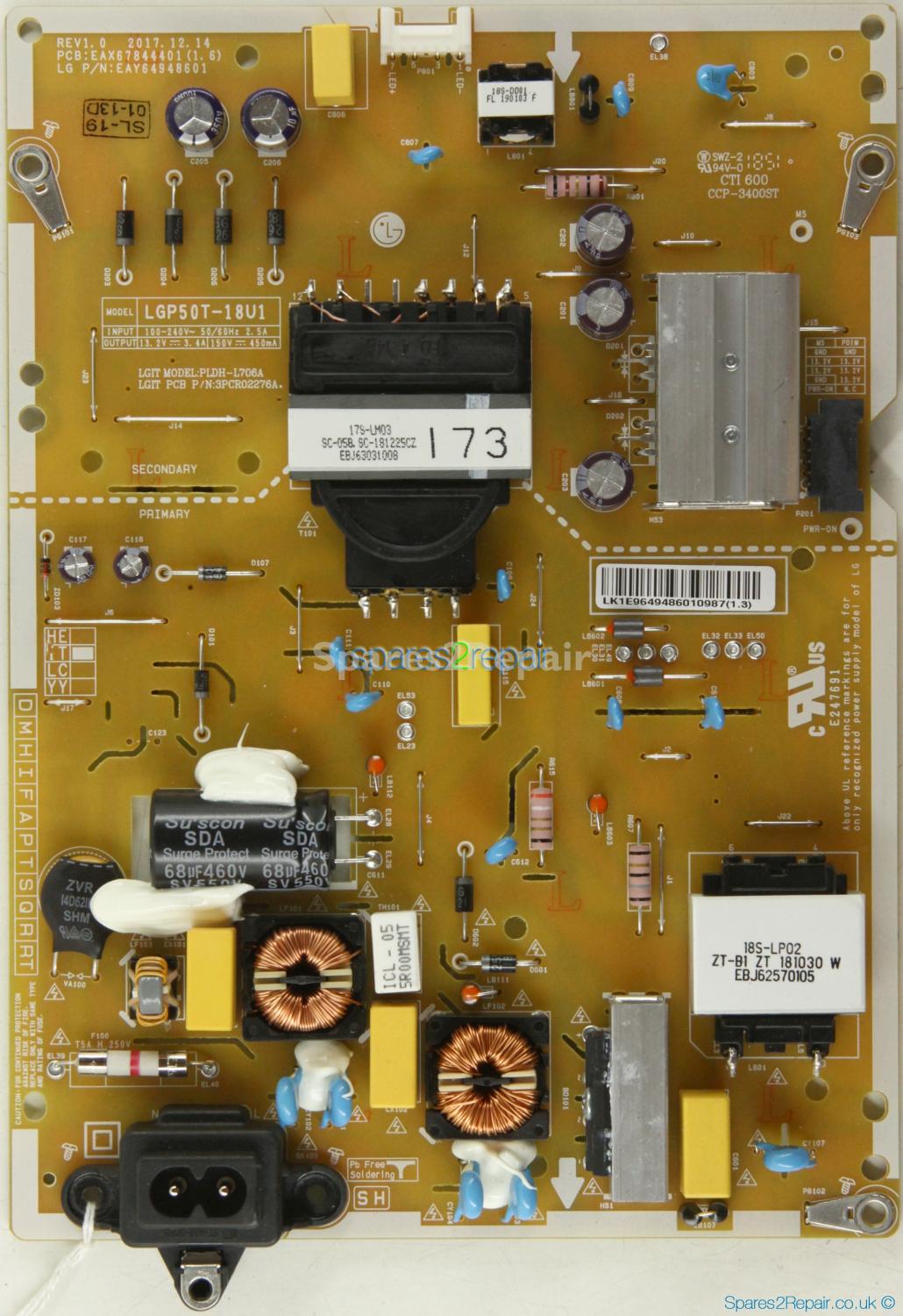 LG 50UK6950PLB - PSU - EAY64948601 - REV1.0 - EAX67844401(1.6) - LGP50T-18U1