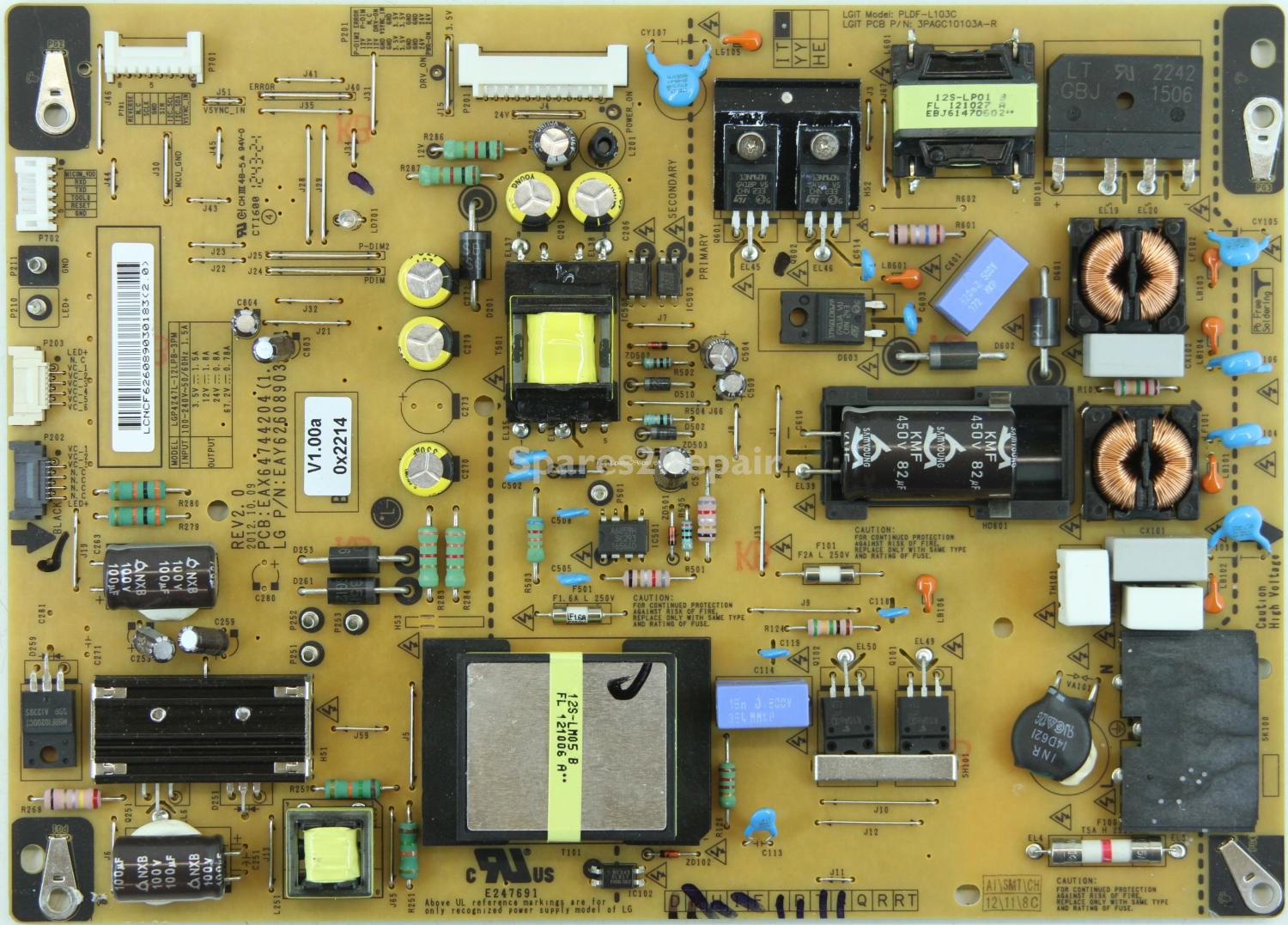 LG 42LM640T - PSU - EAX64744204(1.5) - EAY62608903 - REV2.0 - LGP4247L-12LPB-3PM - 3PAGC10103A-R - PLDF-L103C